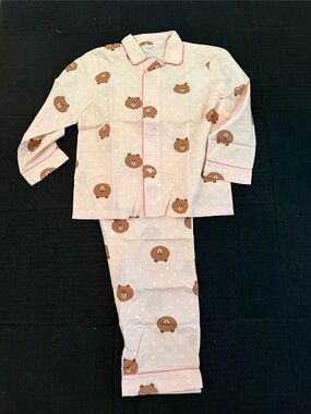 Women's Pink Bear Print Cotton Pajama Set